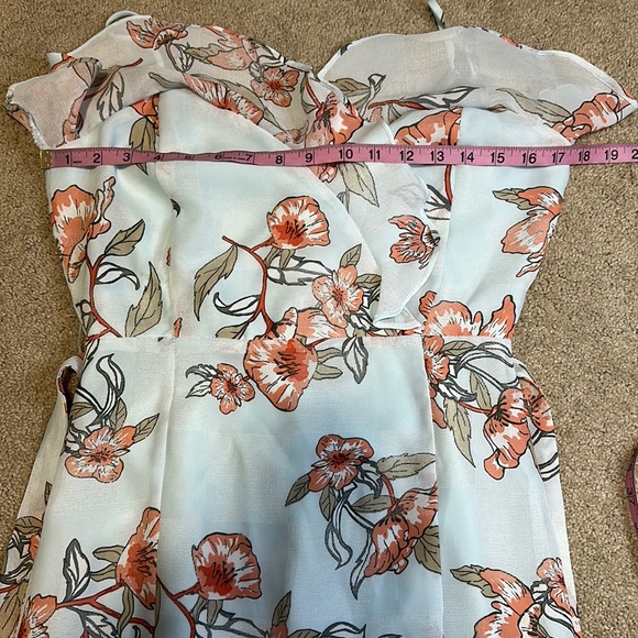 J.O.A. Light blue & coral floral midi dress S - Picture 12 of 13